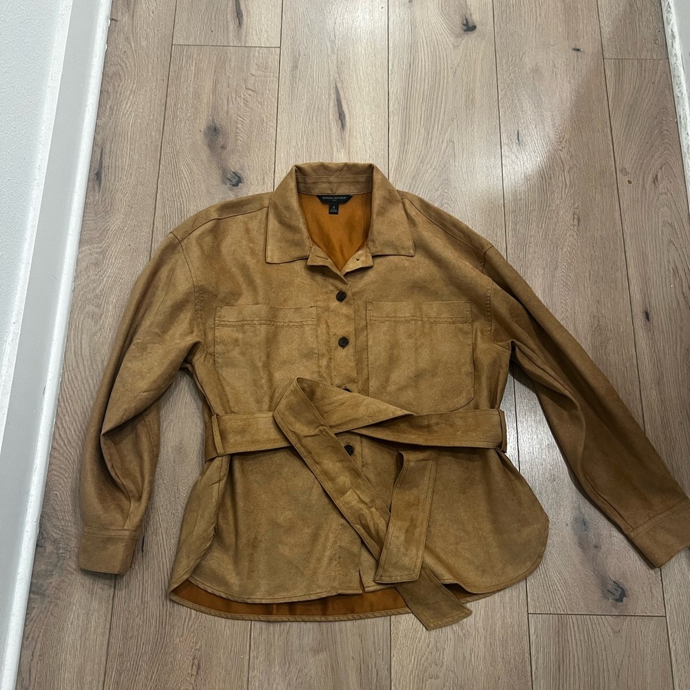 Banana Republic Vegan Suede Belted Shirt